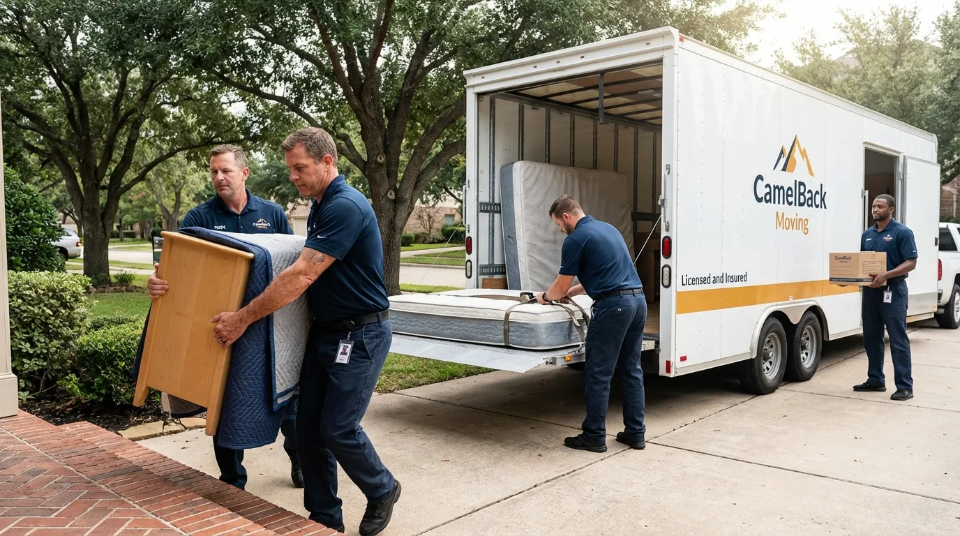 Crew loading residential truck for cross-state move from North Bergen, NJ