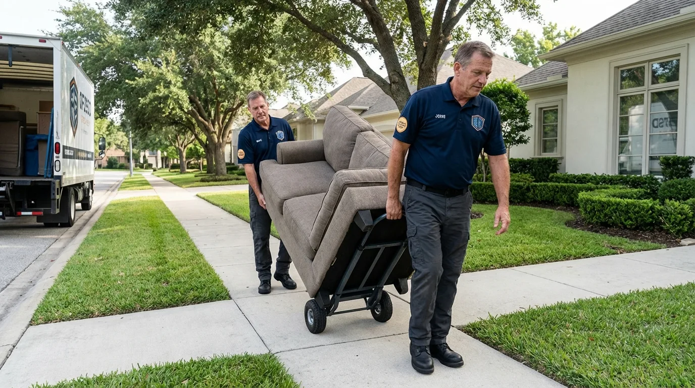 Local residential moving crew loading furniture in North Bergen, NJ